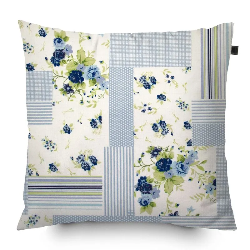 Capa de Almofada Patchwork 40x40cm Azul
