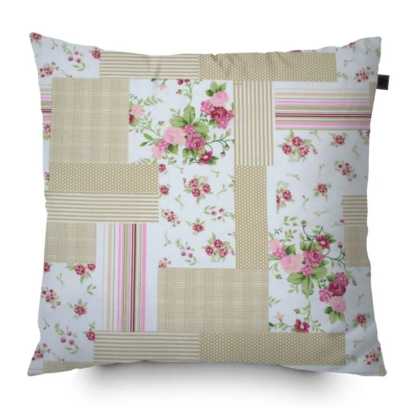 Capa de Almofada Patchwork 40x40cm Rosa