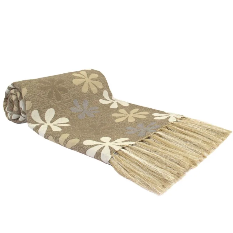 Manta Para Sofá Dupla Face Royalle Floral 130x180cm Ráfia/tabaco
