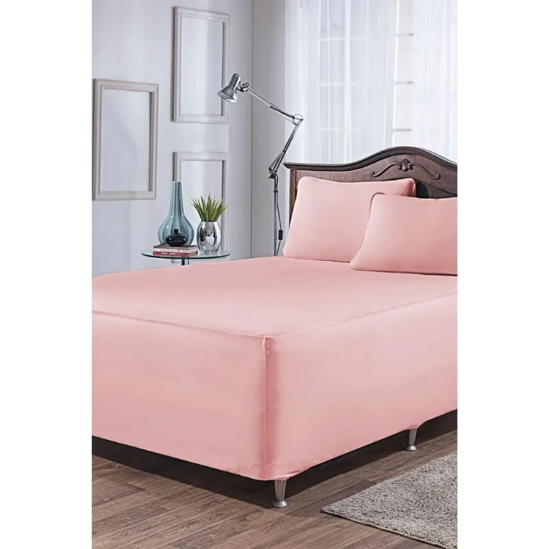 Jogo Lençol Casal Para Cama Box 100% Algodão 3 Peças Rose