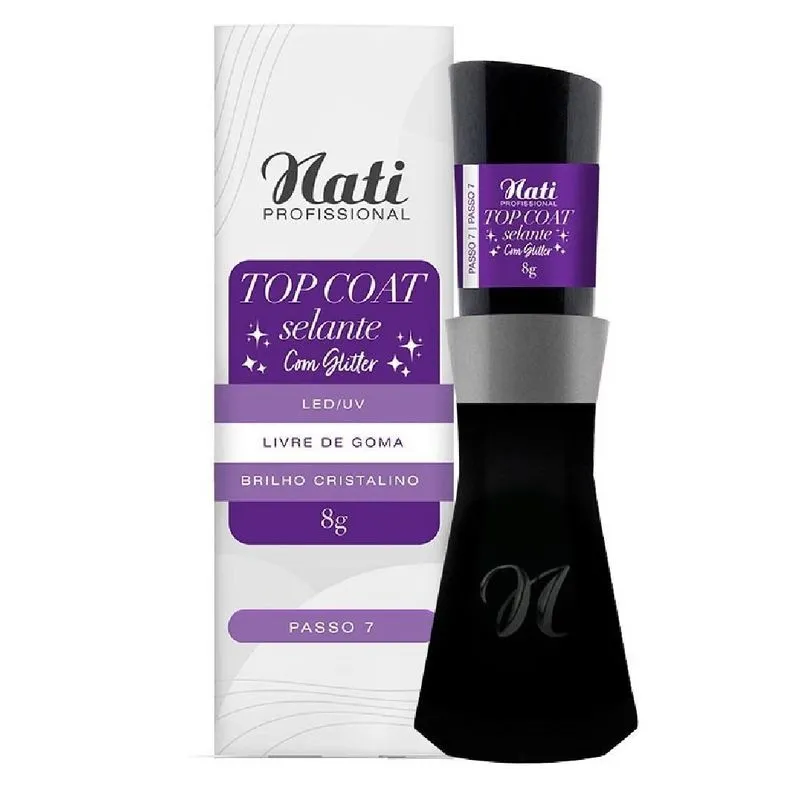 Top Coat Selante Led/uv Com Glitter 8g - Nati