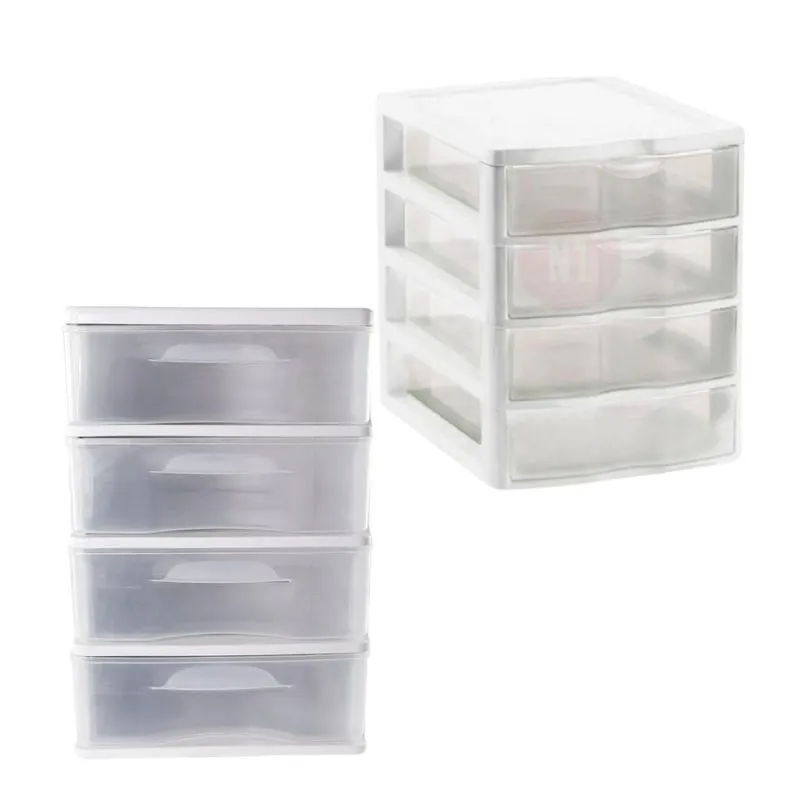 Kit 2 Gaveteiro Mesa Em Plástico Transparente Organizador 4