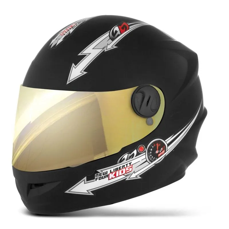 Capacete Liberty Infantil 54 Dourada Preto Fosco 54