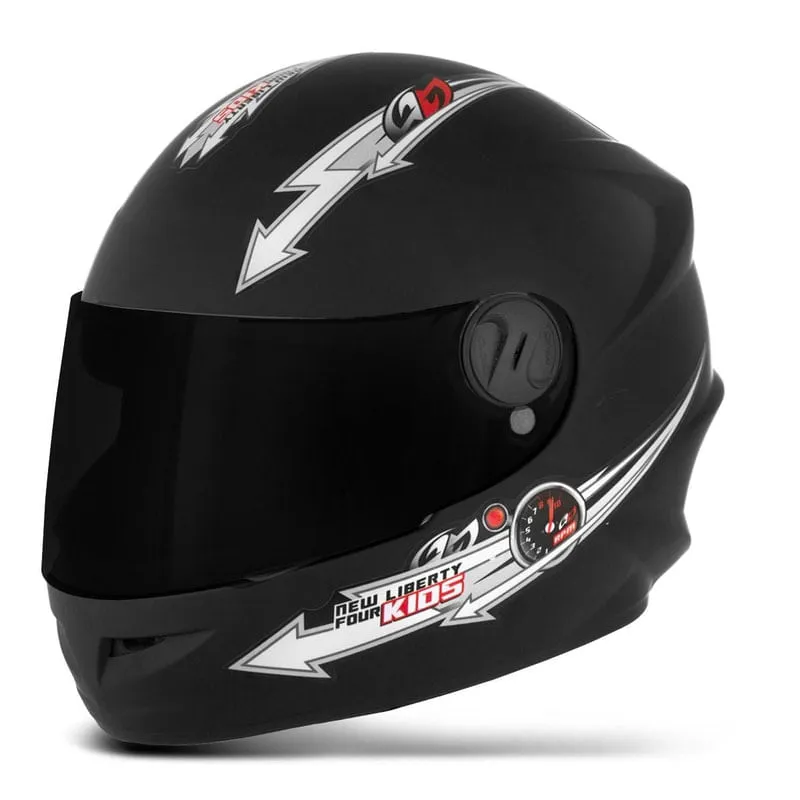 Capacete Liberty Four Kids Infantil 54 Fume Preto Fosco 54