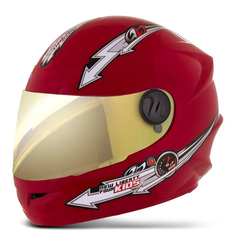 Capacete Liberty Four Kids Infantil 54 Dourada Vermelho 54
