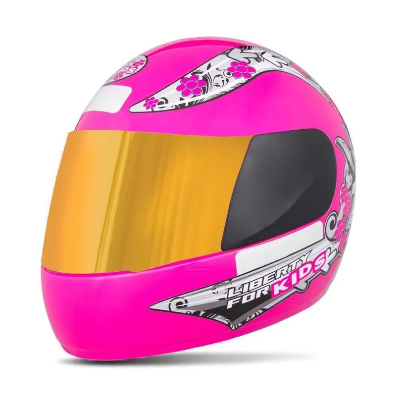 Capacete Liberty Four Kids Girls Dourada Rosa 54