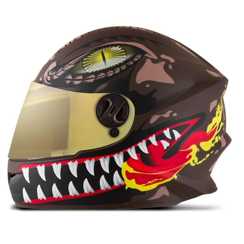 Capacete Moto New Liberty Fechado Raptor Infantil Dourado 54