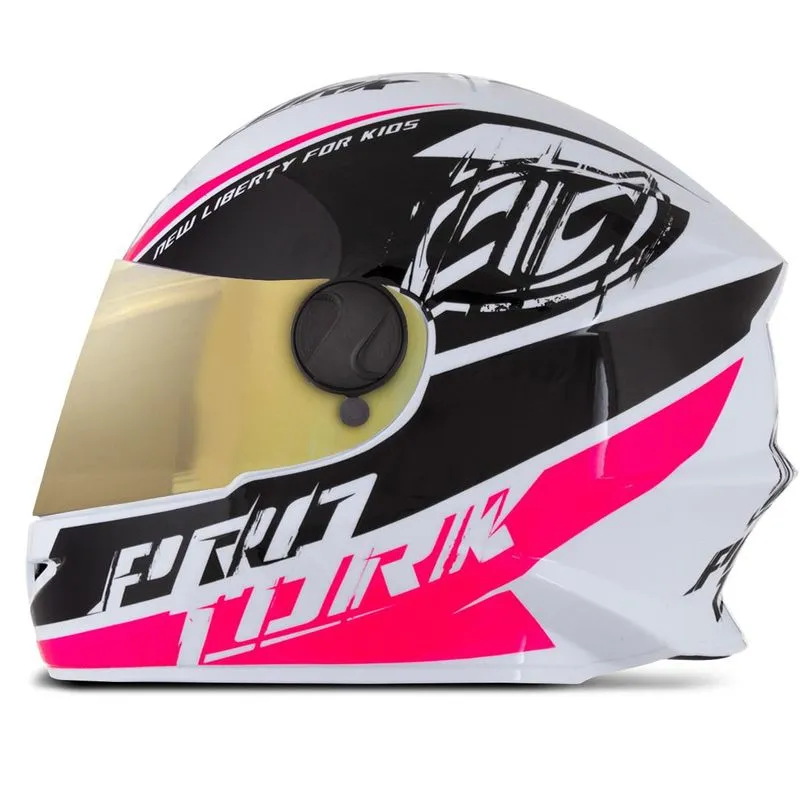 Capacete New Liberty For Kids Infantil 54 Dourada Branco 54