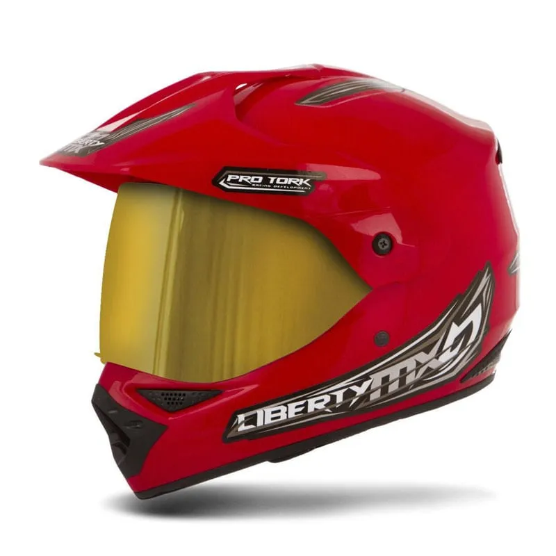 Capacete Liberty Mx Pro Vision Dourada Vermelho 60