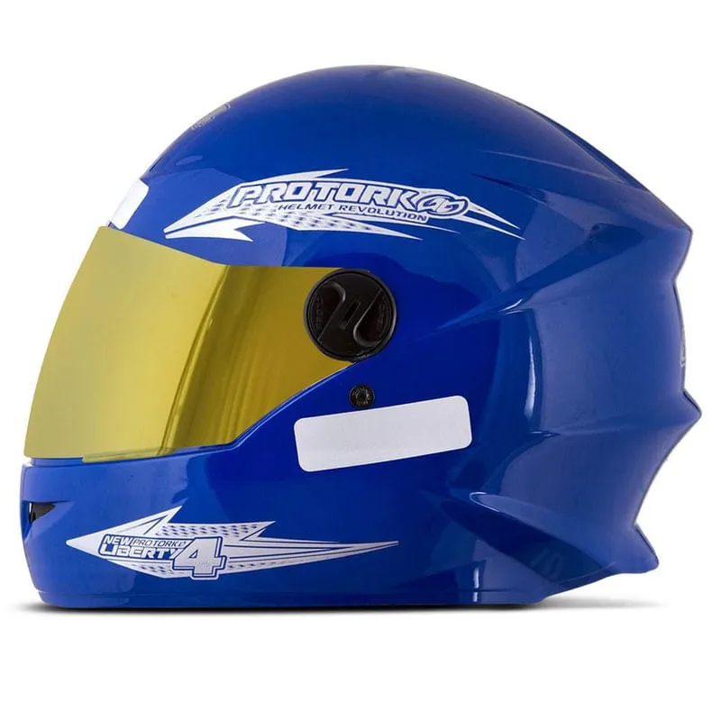 Capacete New Liberty Four Dourada Azul 58