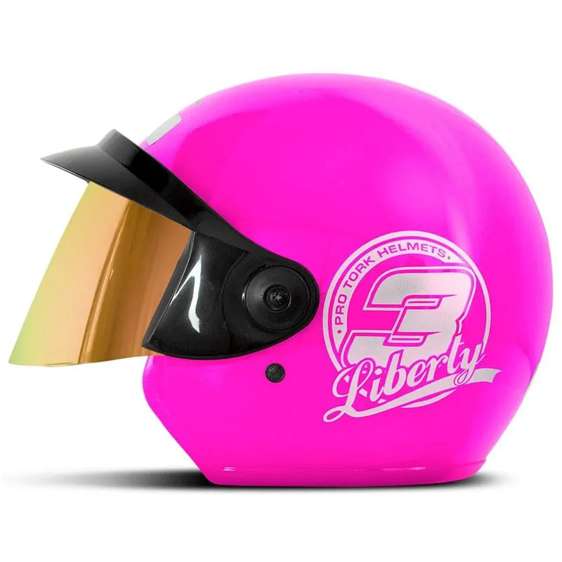 Capacete Liberty Three Dourada Rosa 58