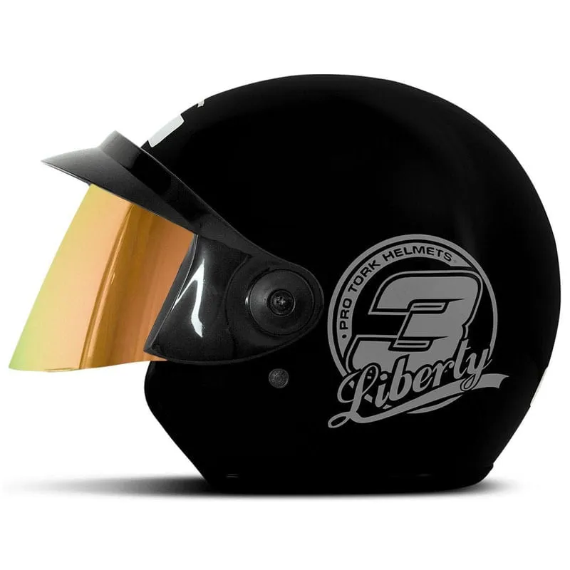 Capacete Liberty Three Dourada Preto 60