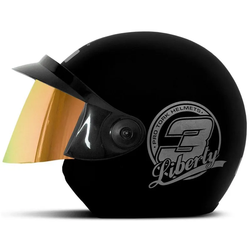 Capacete Liberty Three Dourada Preto Fosco 60