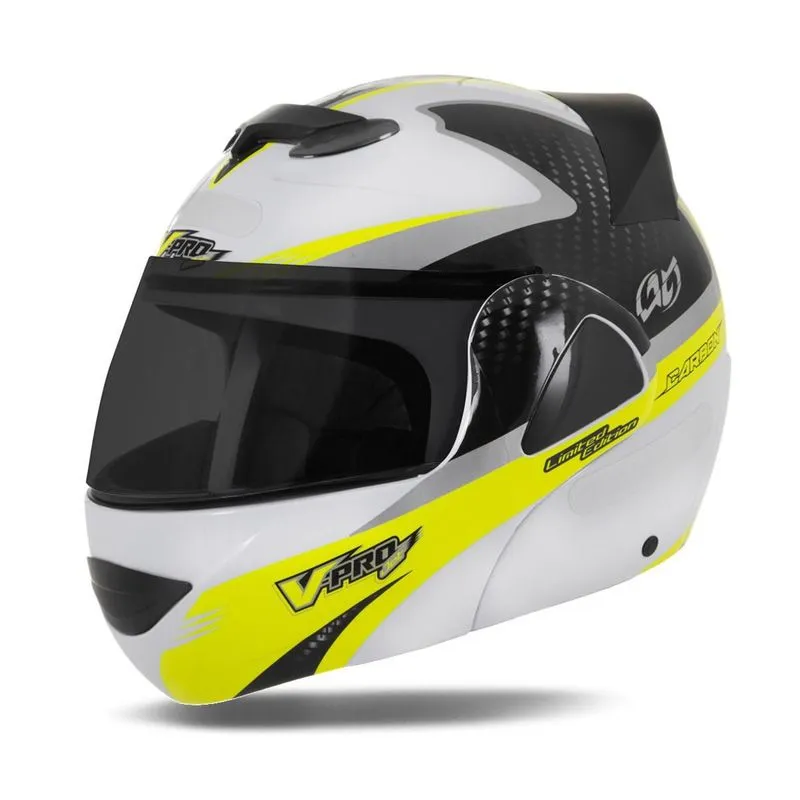 Capacete V-pro Jet 2 Carbon Branco Fume Amarelo 58 Capacete V-pro Jet 2 Carbon Branco Fume Amarelo 58