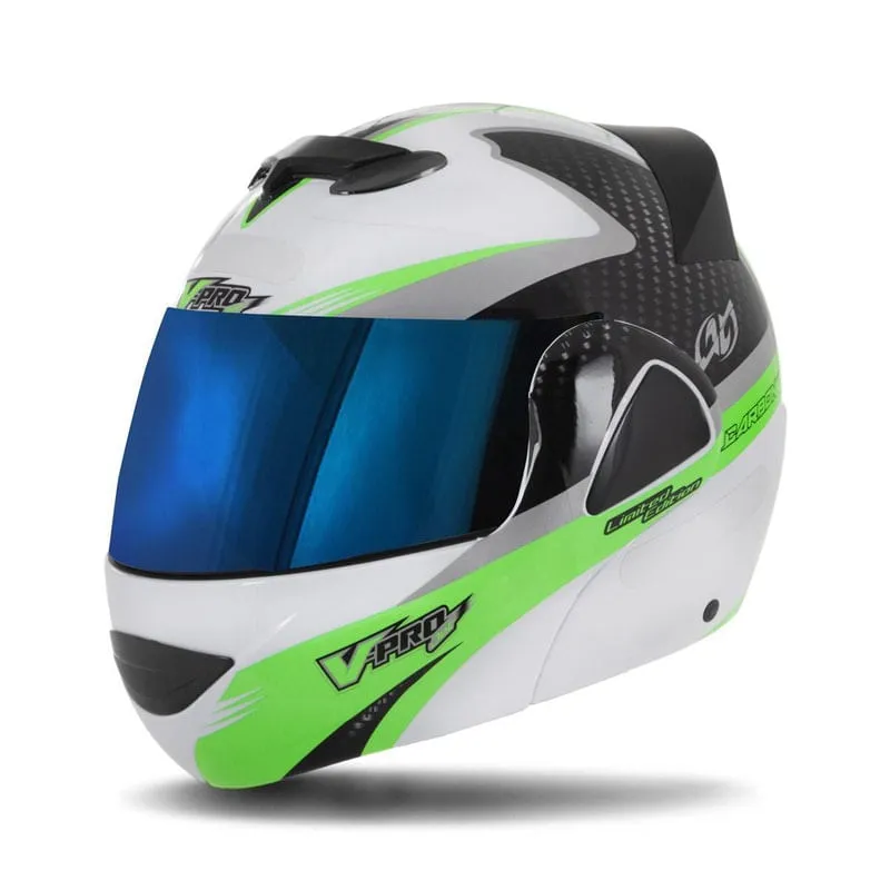 Capacete V-Pro Jet 2 Carbon Branco Iridium Verde 58
