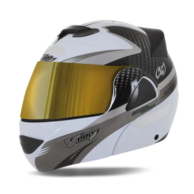 Capacete V-Pro Jet 2 Carbon Branco Dourada Cinza 60 Capacete V-Pro Jet 2 Carbon Branco Dourada Cinza 60