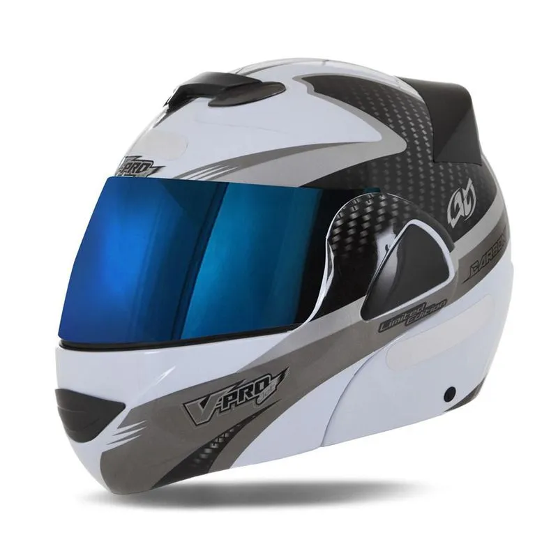 Capacete V-pro Jet 2 Carbon Branco Iridium Cinza 60