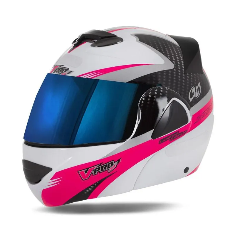 Capacete V-pro Jet 2 Carbon Branco Iridium Rosa 60 Capacete V-pro Jet 2 Carbon Branco Iridium Rosa 60