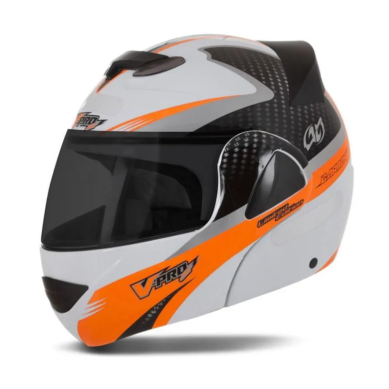 Capacete V-pro Jet 2 Carbon Branco Fume Laranja 62 Capacete V-pro Jet 2 Carbon Branco Fume Laranja 62