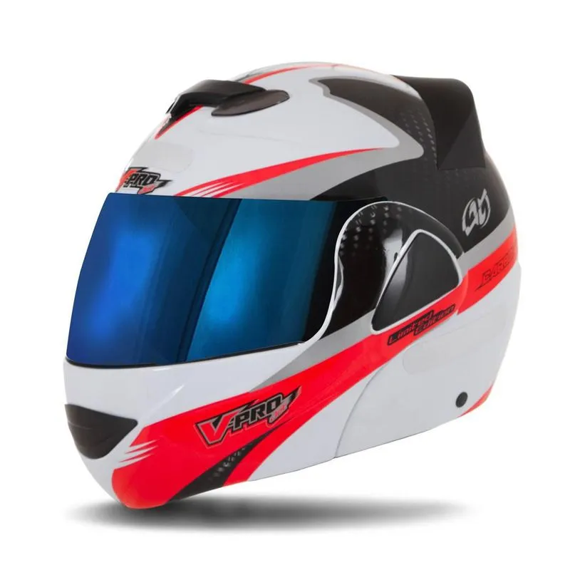 Capacete V-pro Jet 2 Carbon Branco Iridium Vermelho 62