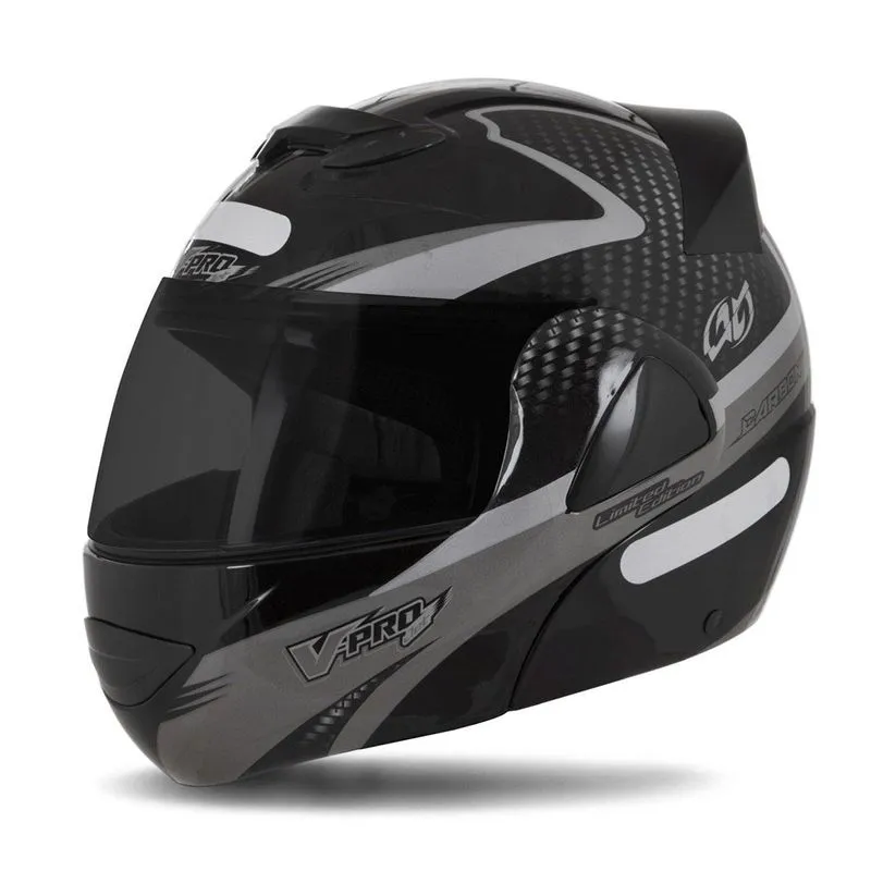 Capacete V-pro Jet 2 Carbon Preto Fume Cinza 58 Capacete V-pro Jet 2 Carbon Preto Fume Cinza 58