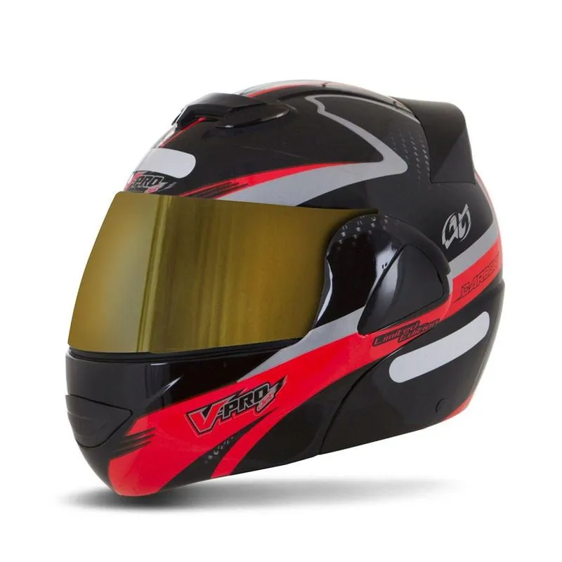 Capacete V-pro Jet 2 Carbon Preto Dourada Vermelho 58 Capacete V-pro Jet 2 Carbon Preto Dourada Vermelho 58