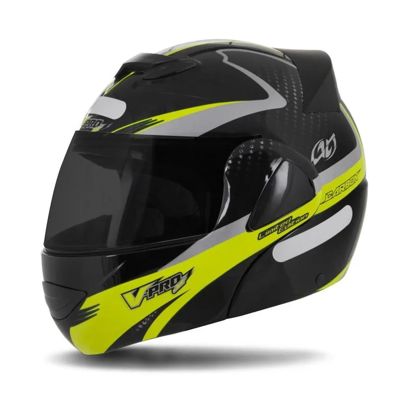 Capacete V-pro Jet 2 Carbon Preto Fume Amarelo 60 Capacete V-pro Jet 2 Carbon Preto Fume Amarelo 60