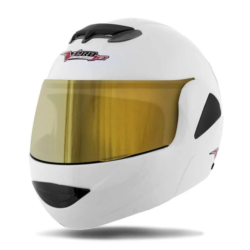 Capacete V-Pro Jet Branco Dourada Branco 58