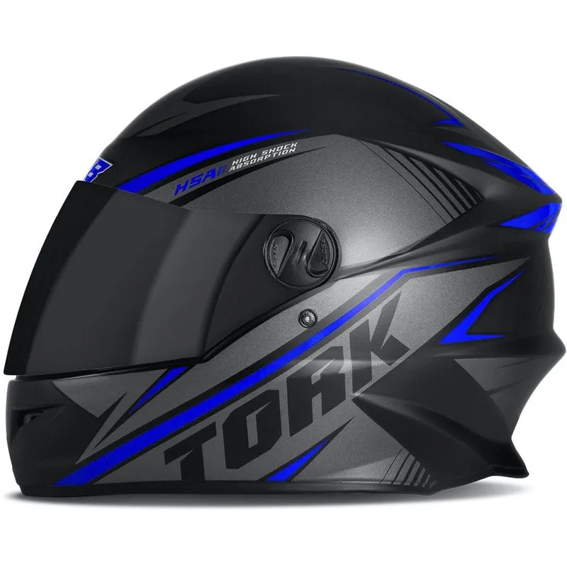 Capacete Fechado Protork R8 Pro Fosco Azul Tamanho 56 C Viseira Fumê