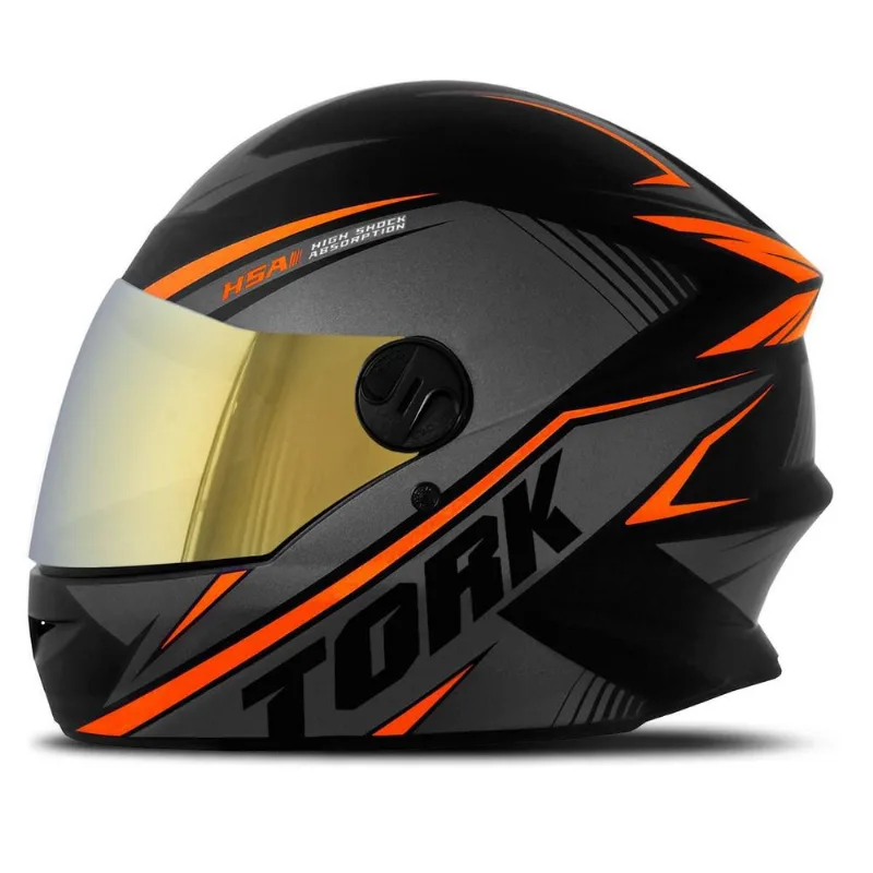 Capacete Protork R8 Dourada Laranja 56