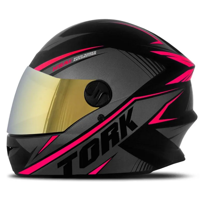 Capacete Protork R8 Dourada Rosa 58