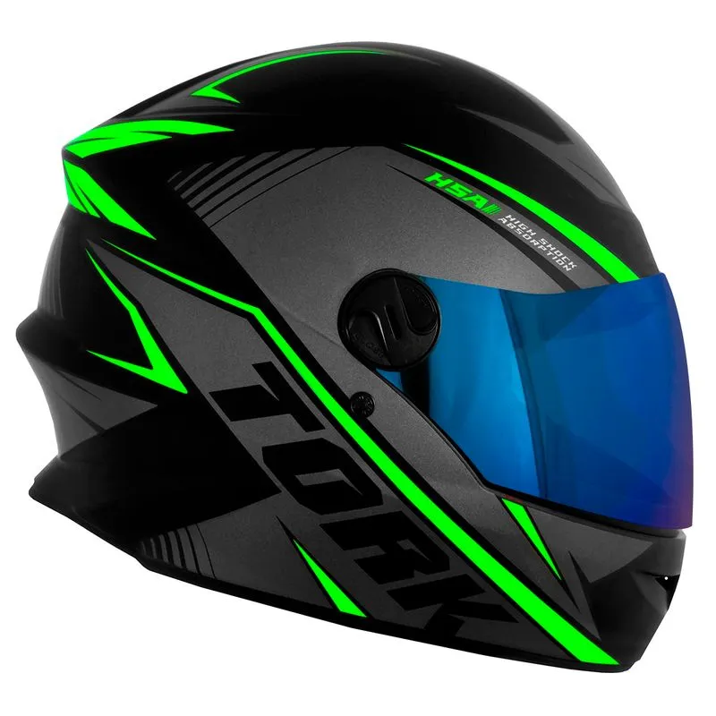 Capacete Fechado Pro Tork R8 Viseira Iridium Cinza/verde