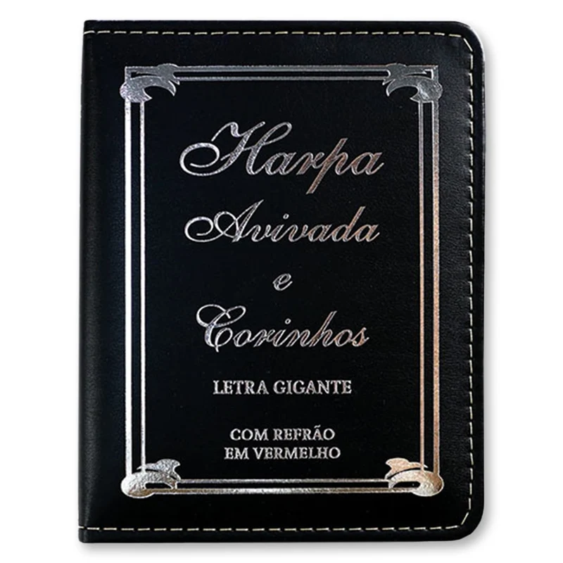 Harpa Avivada e Corinhos Tradicional | Letra Gigante | Capa PU Luxo Preta