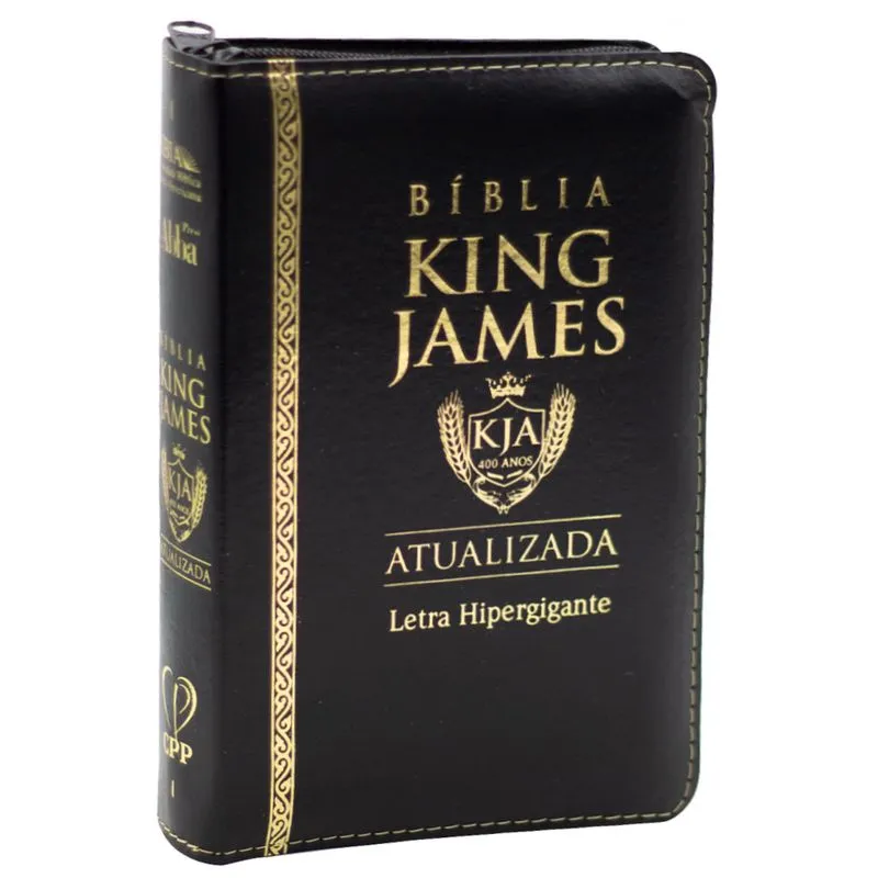 Bíblia King James Atualizada | Bkja | Zíper | Letra Hipergigante | Capa Pu Preta