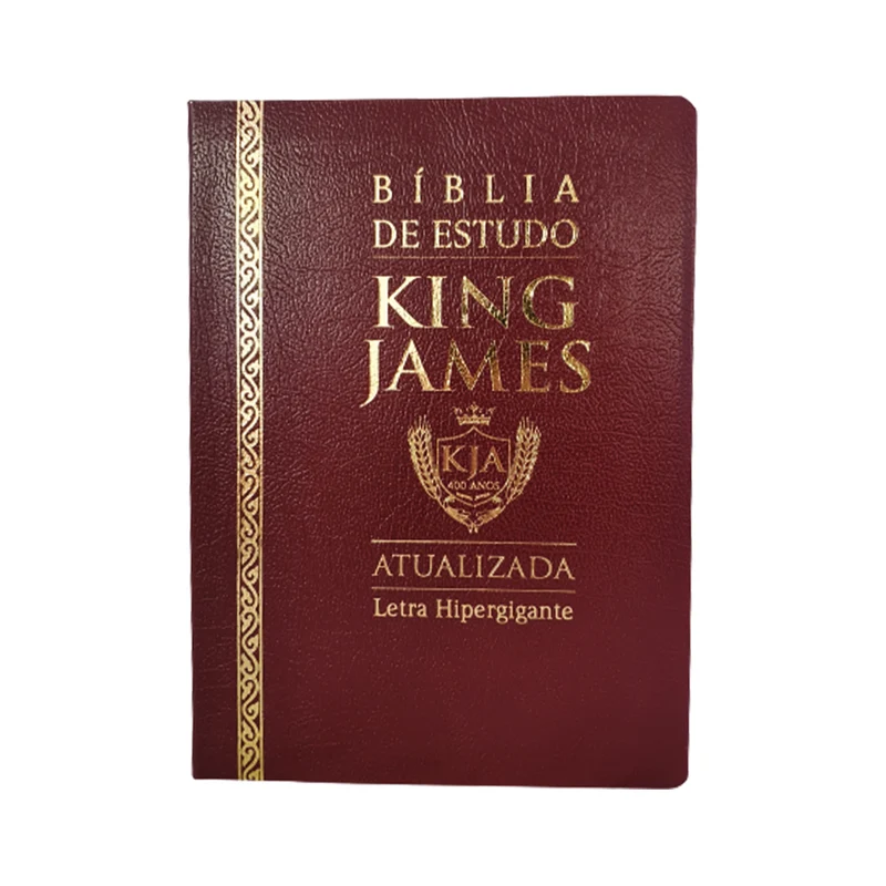 Bíblia de Estudo King James Atualizada | KJA | Letra Hipergigante | Capa Luxo Cover Book Bordô
