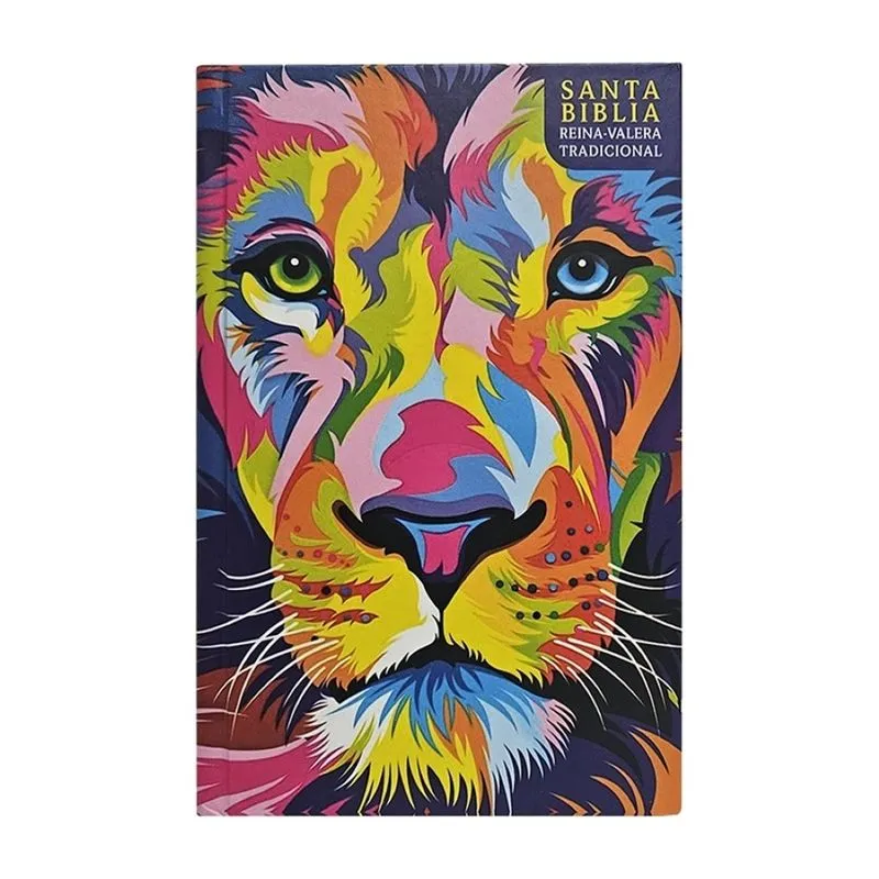 Biblia Reina Valera tradicional - rvt - letra súper gigante- tapa dura - león acuarela