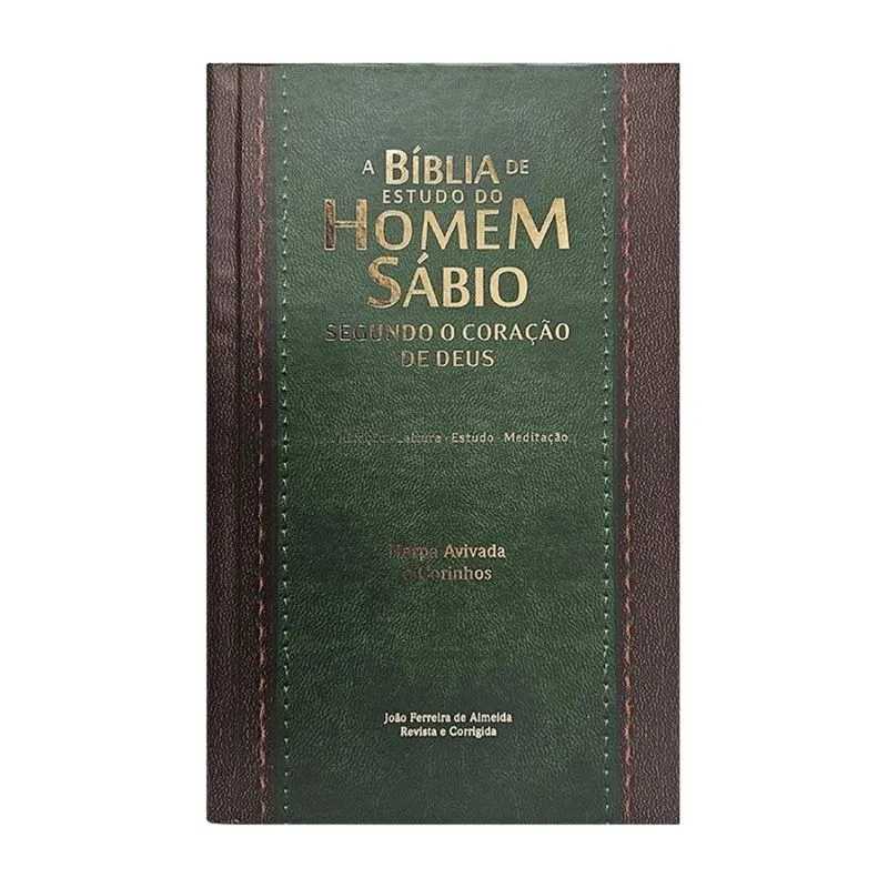Bíblia do homem sábio segundo o coração de Deus arc c/ harpa capa dura - bordô e verde