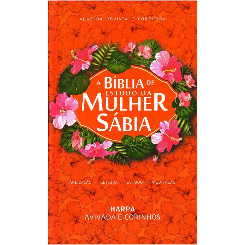 Bíblia de Estudo da Mulher Sábia | ARC | Harpa Avivada | Capa Hibisco Vermelha