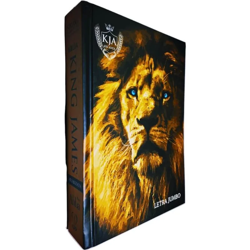 Bíblia Sagrada Kja King James Atualizada Letra Jumbo Edição Original De 400 Anos - 1611 Capa Dura Leão Vetor