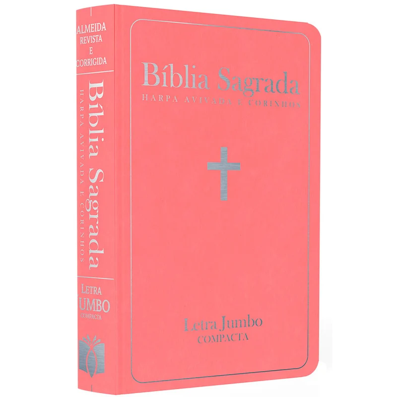 Bíblia Sagrada com Harpa Avivada e Corinhos | ARC | Letra Jumbo | Capa Semiflexível Rosa