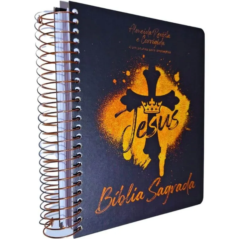 Bíblia Sagrada Arc Almeida Revista E Corrigida Pautas P/ Anotações Harpa Avivada E Corinhos Capa Espiral Rei Dos Reis