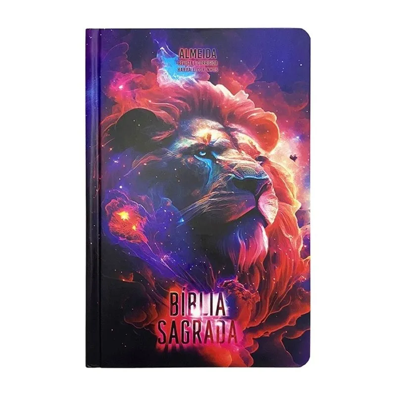 Bíblia slim capa dura arc harpa e corinhos - leão nebulosa