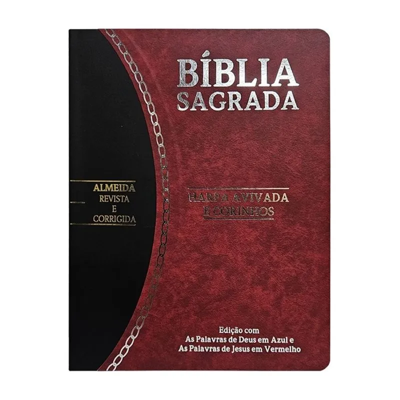 Bíblia slim large arc c/ harpa pu bicolor - bordô e preto