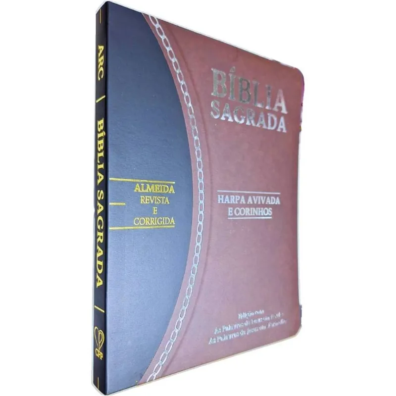 Bíblia Sagrada Slim Large Letra Grande Arc Com Harpa Avivada E Corinhos Bicolor Capa Pu Marrom E Preto Pda Pjv