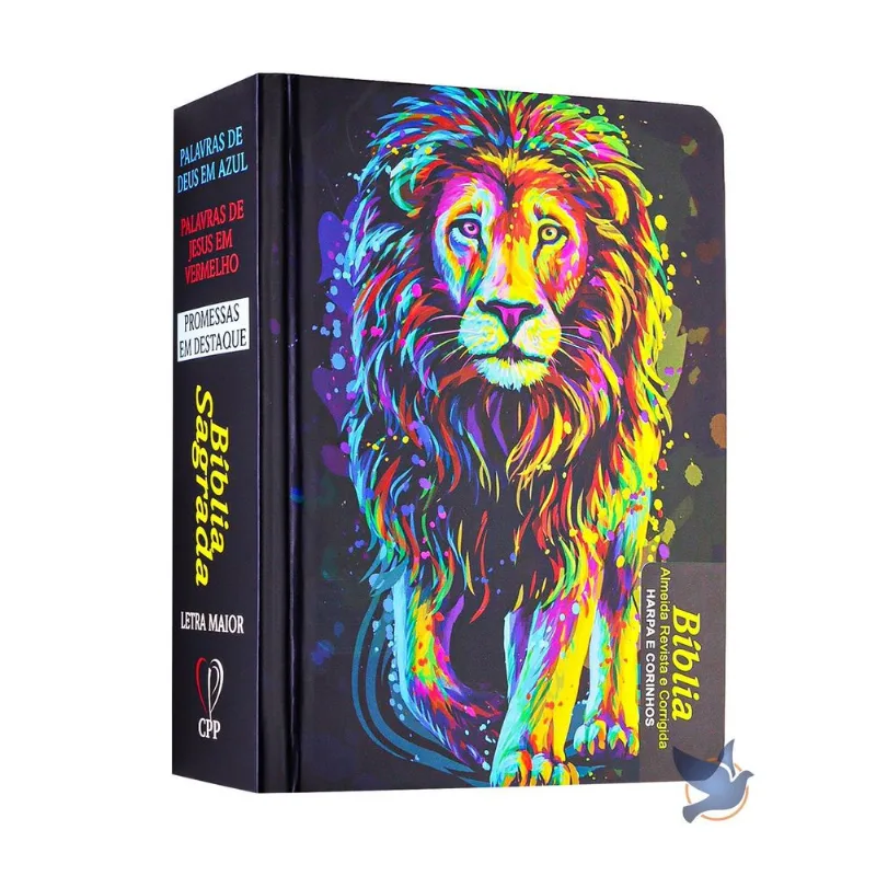 Bíblia Sagrada Pequena Arc Harpa Capa Dura Leão Pintura
