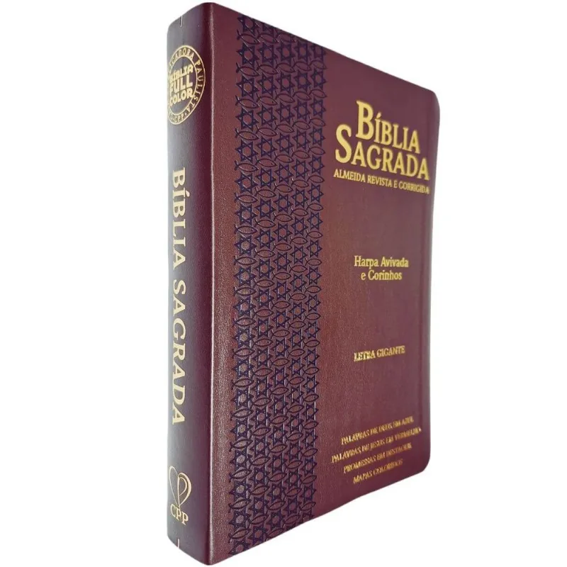 Bíblia Sagrada Arc Fc Capa Pu Luxo Estrela Café E Preto Pda Pjv Ped Mc Harpa Avivada E Corinhos Letra Gigante Cpp