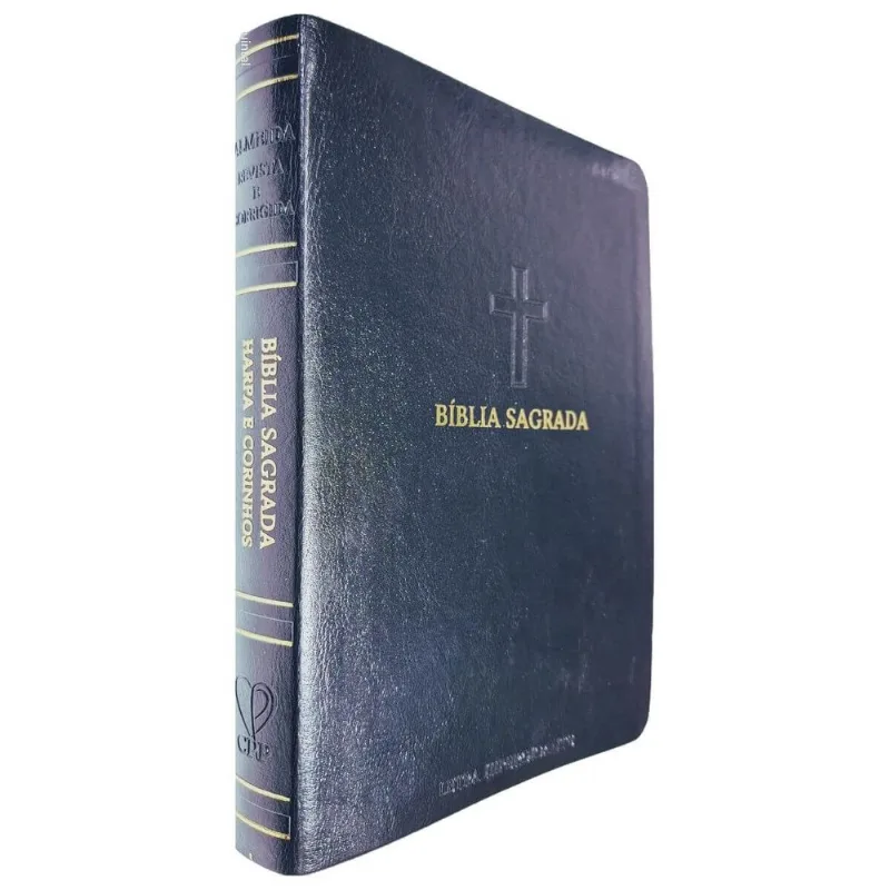 Bíblia Sagrada Arc Full Color Capa Pu Luxo Cruz Preta Pda Pjv Ped Mc Harpa Avivada E Corinhos Letra Hipergigante Cpp