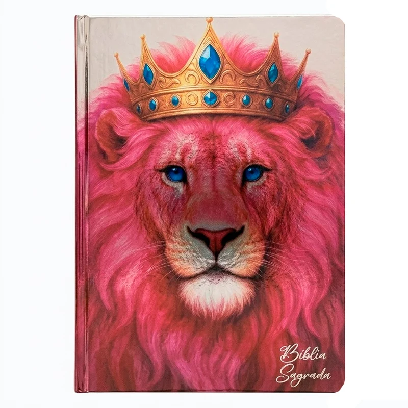 Bíblia Sagrada Leão Rosa | ARC | Letra Gigante | Harpa Avivada e Corinhos | Capa Dura