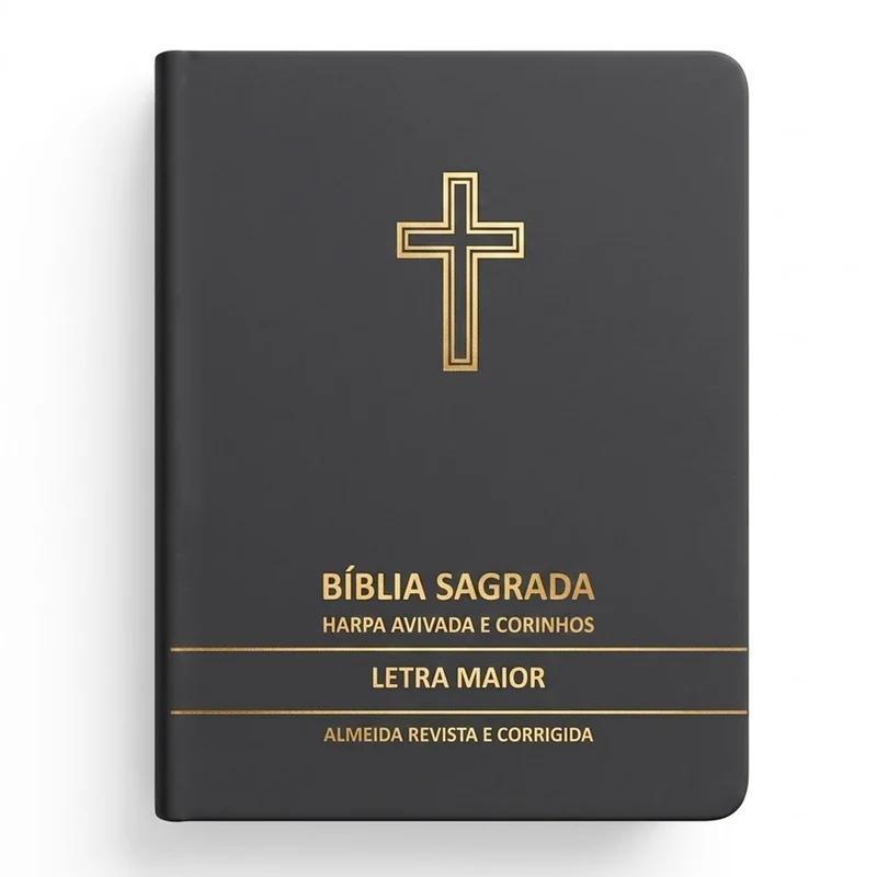 Bíblia Sagrada Cruz Cinza Média | ARC | Letra Maior | Harpa Avivada e Corinhos | Capa Premium Luxo