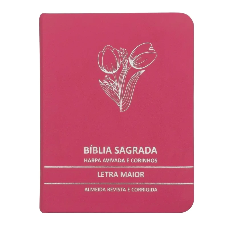 Bíblia Sagrada Tulipa Pink Média | ARC | Letra Maior | Harpa Avivada e Corinhos | Capa Premium Luxo